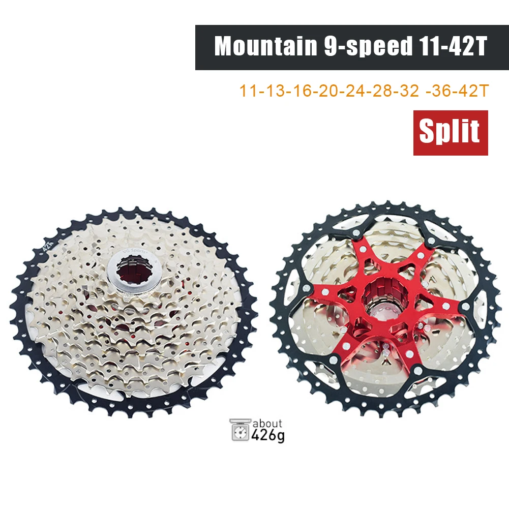 

9/10 Speed Split Mountain Bike Cassette Flywheel 42T Silver Golden Mountain Bike Lightweight Flywheel Bicycle Part