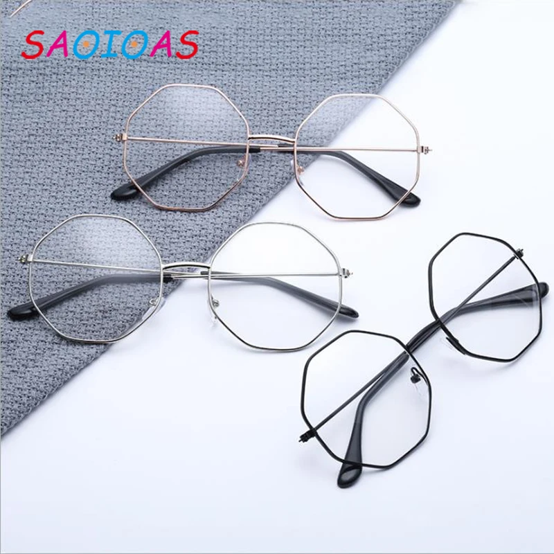 Винтажные большие Восьмиугольные очки SAOIOAS в стиле ретро с прозрачными линзами и