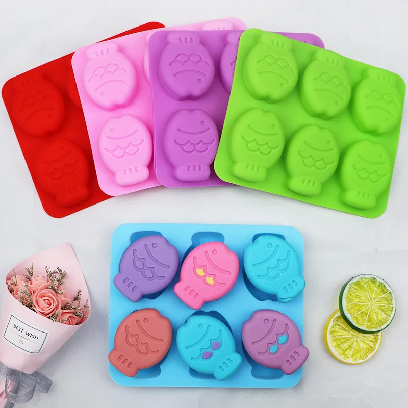 Силиконовая форма в 6 ячеек виде милой рыбы для шоколада инструменты украшения