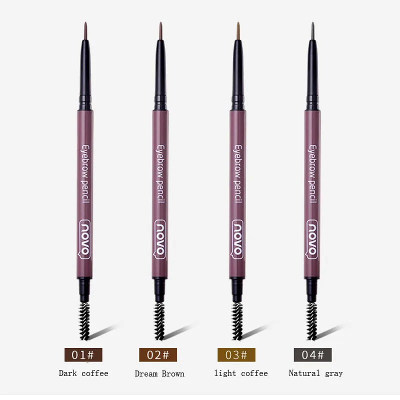 NOVO тонкий карандаш для бровей 4 цвета гибкий микро резьба натуральное волокно
