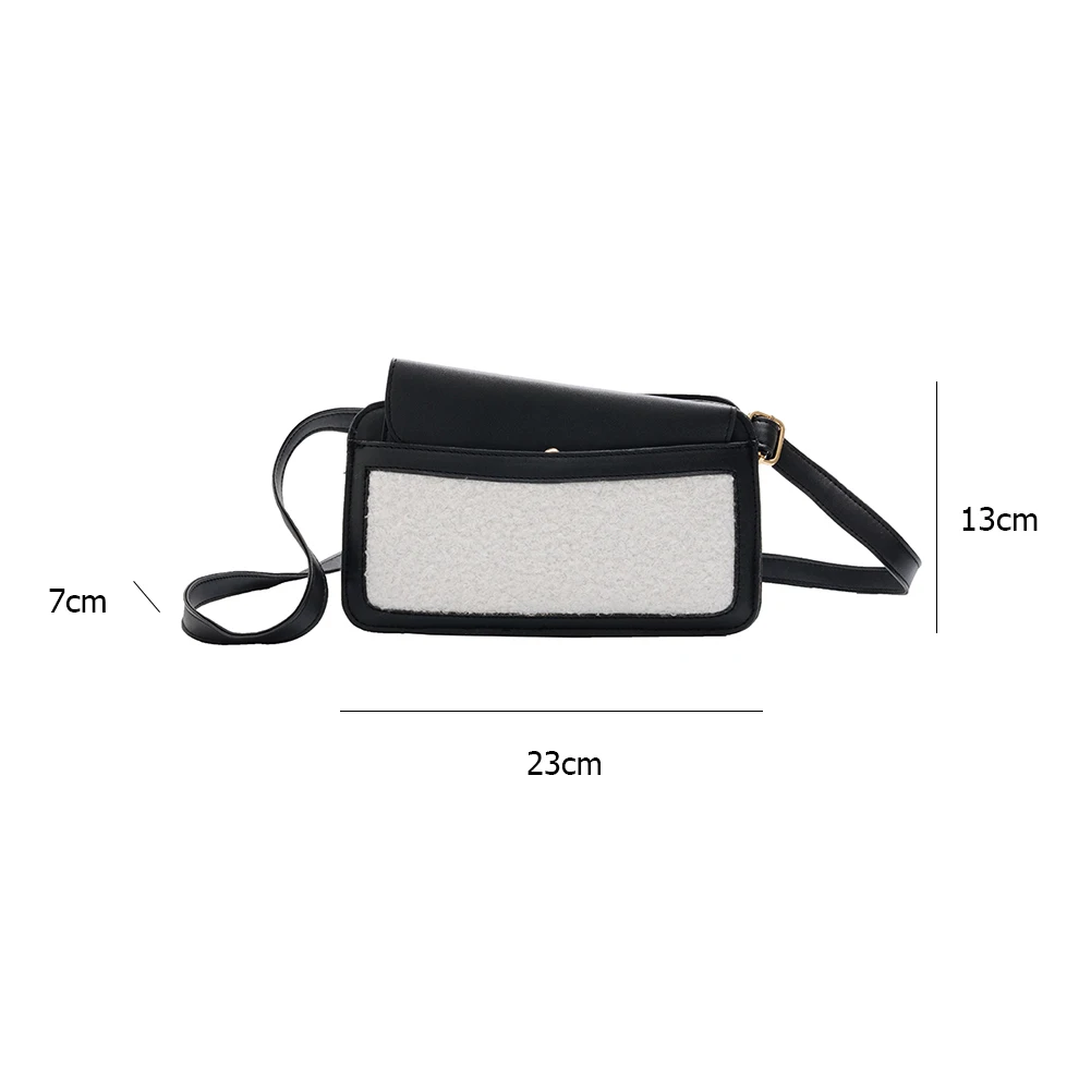 

2pcs/set Autumn Winter Splicing PU Plush Crossbody Bag Women Fashion Mini Square Street Travel Shoulder Purse Composite Set