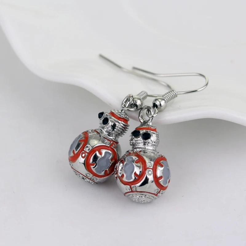 Silver Звездные войны серьги робот BB-8 космический корабль висячие серьги металлический сплав ювелирные изделия для женщин Подарки - Окраска металла: Silver
