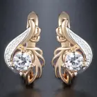 Серьги-подвески женские Davieslee, из белого розового золота круглый, прозрачный CZ пробы с кубическим цирконием, заполненные ежи104, 585