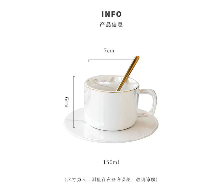 

Simple ceramic coffee cup set restaurant office white collar flower tea