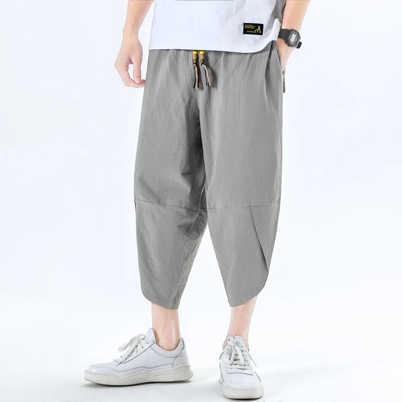 

Men Pants Men's Wide Crotch Harem Pants Loose Large Cropped Trousers Wide-legged Bloomers Bermuda Masculina Male Pants