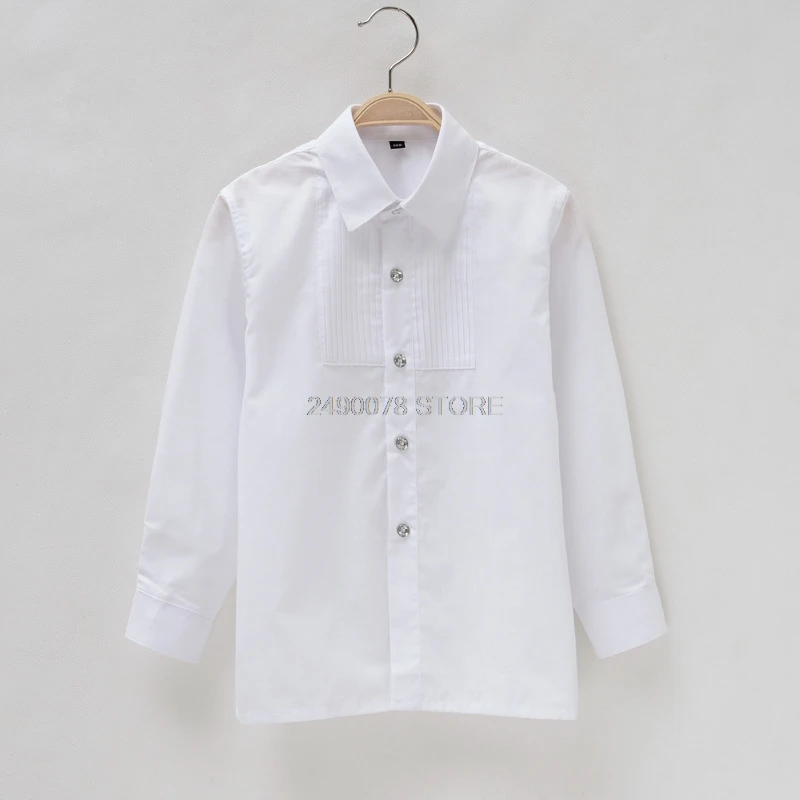 only whiet shirt Детское торжественное платье смокинг, костюм для выступлений на фортепиано костюмы с цветочным узором для мальчиков на день рождения и свадьбу 5 предметов, блейзер+ рубашка+ брюки+ галстук, 4 предмета - Цвет: only whiet shirt