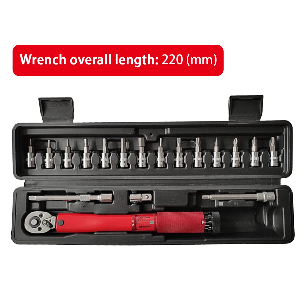 

18pcs 1/4 Inch Bicycle Repair 2 To 24 NM Socket Kit Adjustable Portable Torque Wrench Set Mountain Bike Drive Click