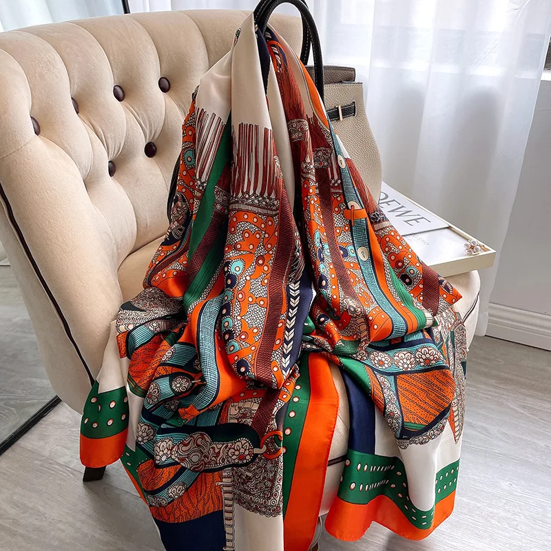 

Роскошный брендовый женский шарф 2021, шелковый шарф, шаль, окрашенная шаль, Пашмина, Женская Новинка, женская накидка на шею, хиджаб, шарфы, же...