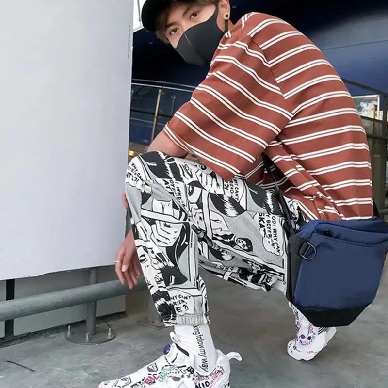 Women Loose Sports Casual Pants Beam Foot Harem Comics Printed Joggers Mens Hip Hop Trousers 2020 | Женская одежда