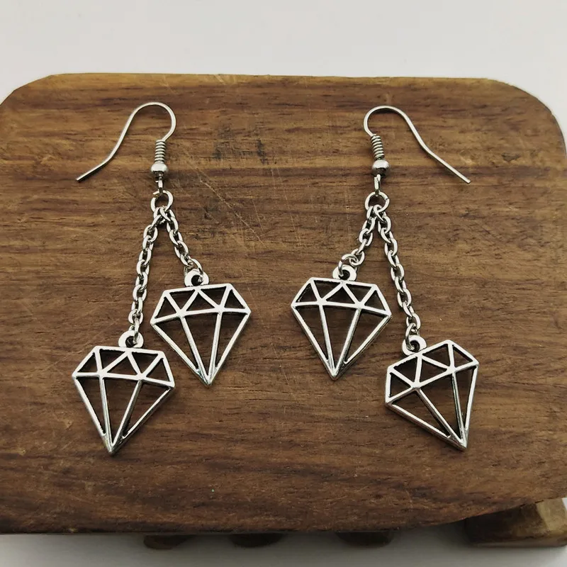 1 пара тибетские серебряные серьги подвески с бриллиантами|Серьги-подвески| |