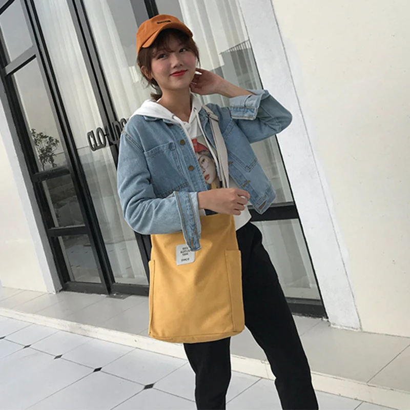 

2020 Large Pocket Casual Tote Women's Handbag Shoulder Bags Canvas Capacity Bag Student Book Bags