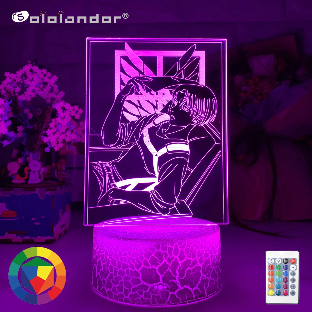 

Acrylic 3d Lamp Levi Ackerman Anime Attack on Titan for Home Room Decor Light Child Gift Captain Levi Ackerman LED Night Light
