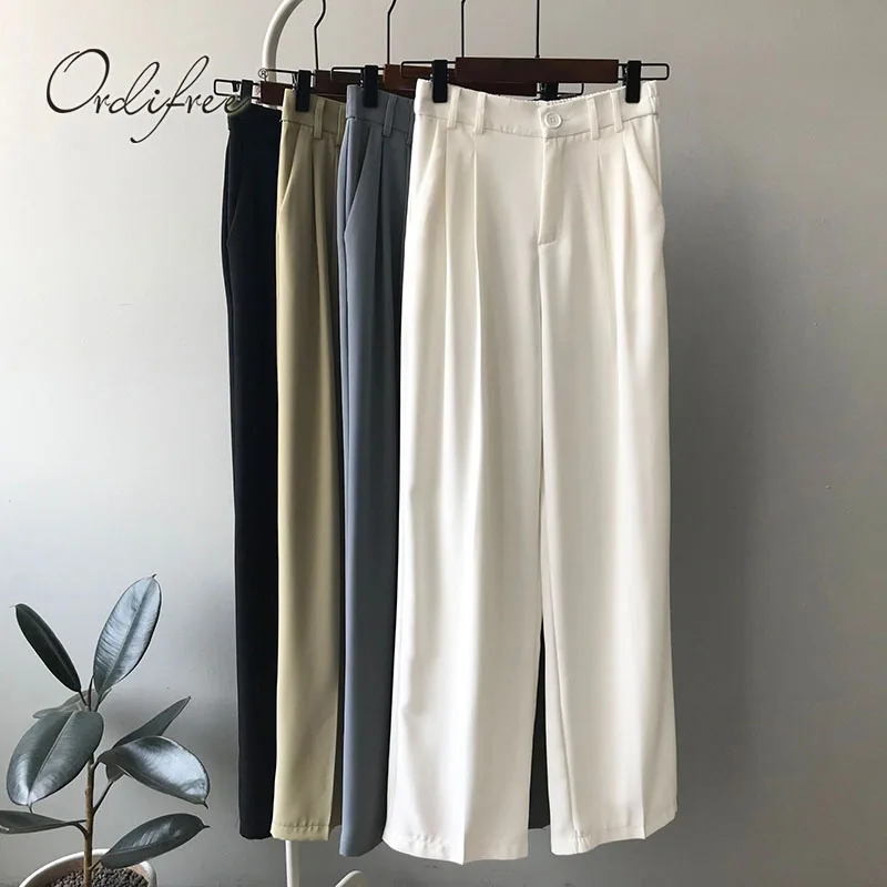 

Ordifree 2021 Summer Women Wide Leg Pants HIgh Waist Casual Pants Loose Tousers Palazzo Pants