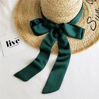 neck hair scarves bag strap neckerchiefs women long skinny scarf double sided solid color small silk scarf