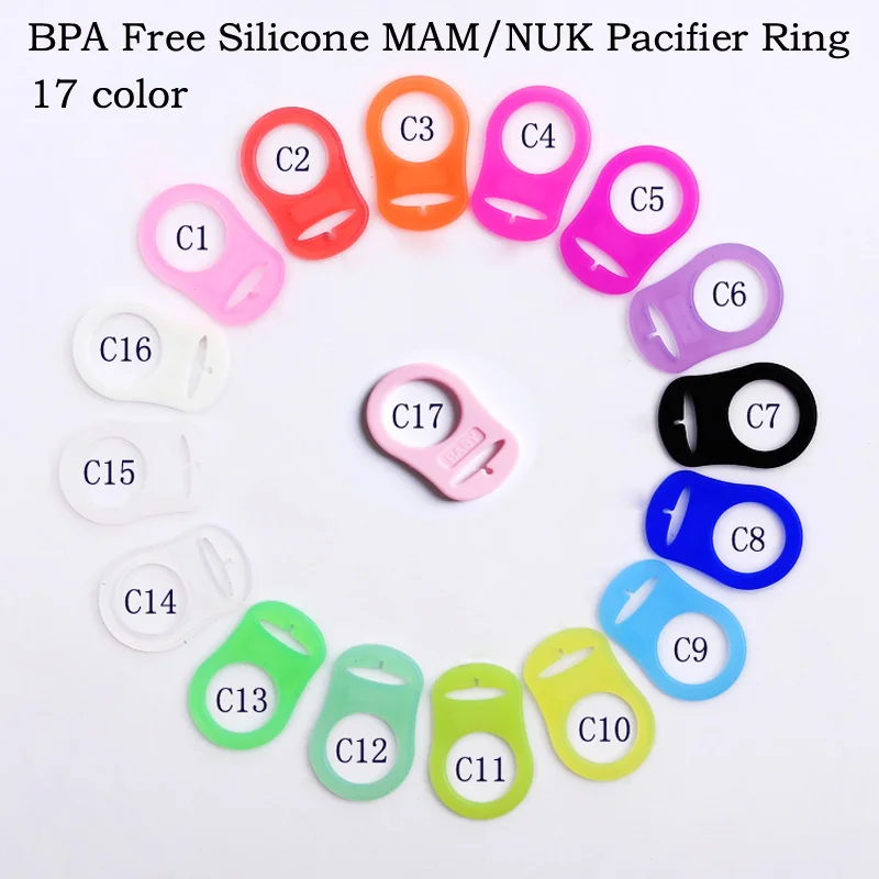 Adaptador de silicona para chupete, anillos de color verde manzana, 25 unidades-3