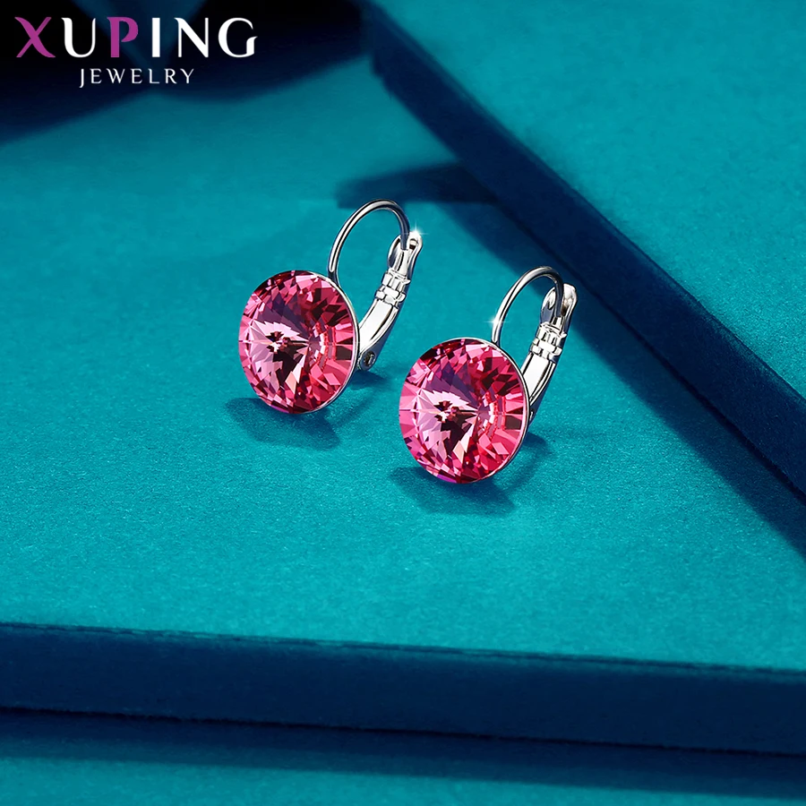 Xuping простой дизайн обручи серьги Модные Кристаллы от Swarovski Специальный стиль для девочек ювелирные изделия подарок S143/S142.2-97326/206