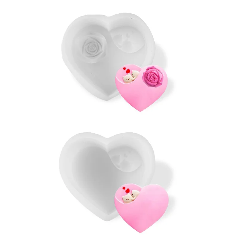 

Large Roses Flower Bear Heart Silicone Cake Mold for Wedding Valentine Cake Chocolate Dessert Cookie Mousse Decorations