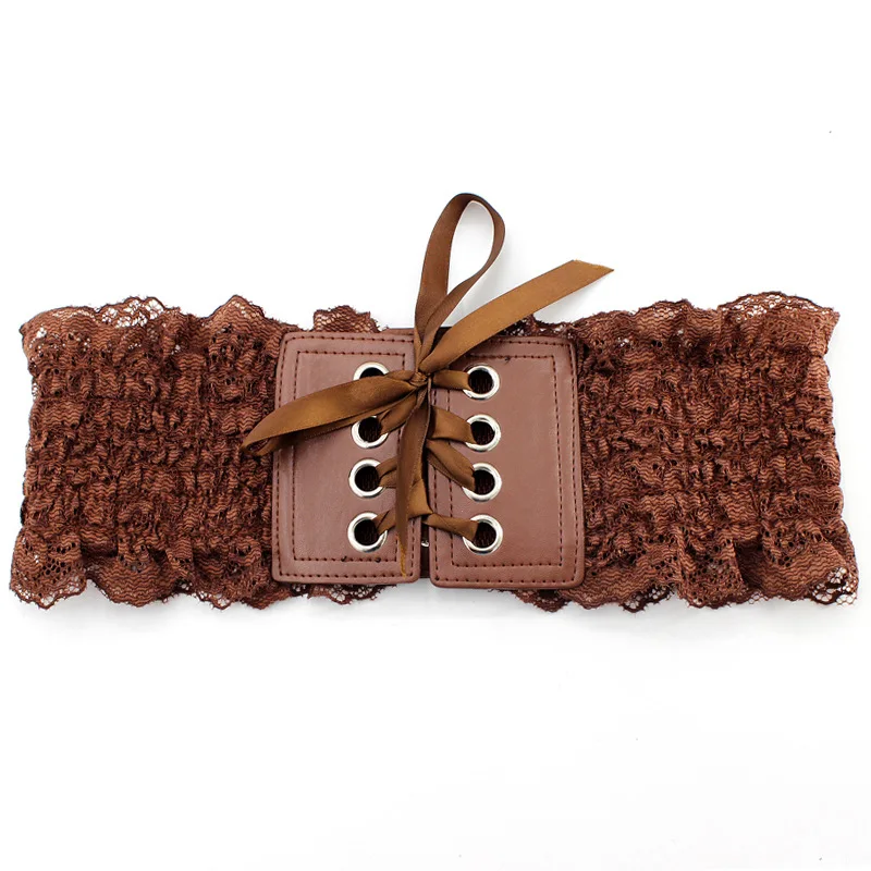 Ремень женский кружевной черный красный кофейный белый в стиле ретро QZ0192 |