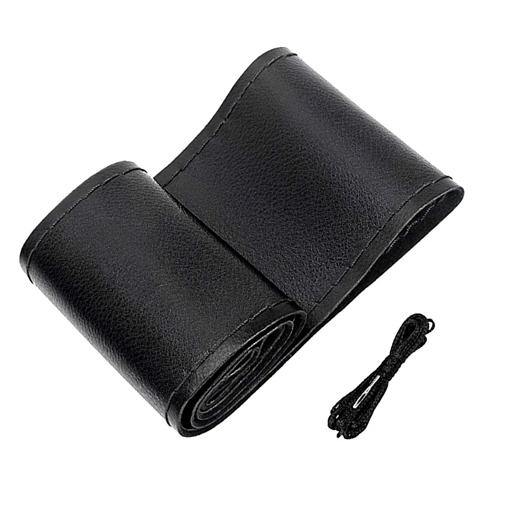 38CM BLACK 38 см чехол рулевого колеса автомобиля для Audi A3 Sportback 8P A4 B6 B8 A6 C6 C5 Q5 Q3 Q7 100 C4 TT MK1 Sline Авто рулевое колесо крышка - Название цвета: 38CM BLACK