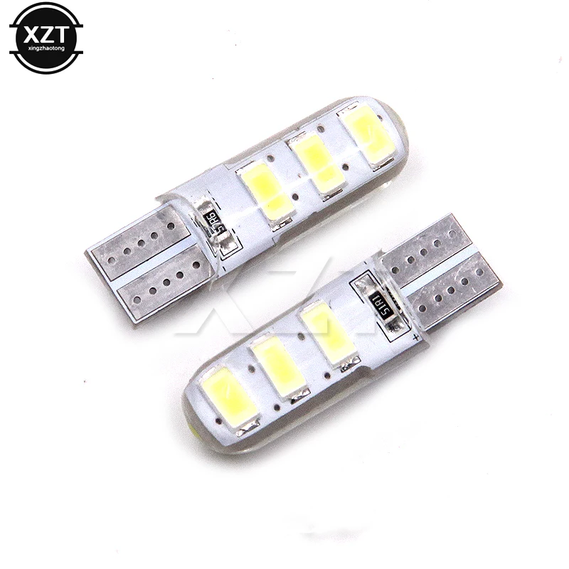 

2x T10 5W5 W5W LED Bulbs Car interior Dome Reading Light 12V 7000K 6SMD Auto Wedge Side Clearance Lamp Silicone waterproof White