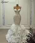 Lowime 2021 Couture бисером размера плюс Свадебные платья Русалочки Кристаллы Спагетти Длинные свадебные платья Robe De Mariage платья для матери невесты