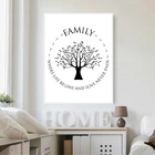Семейные цитаты, настенная Картина на холсте, где начинается жизнь и любовь, никогда не заканчивается семейное дерево, плакаты, печать, гостиная, домашний декор