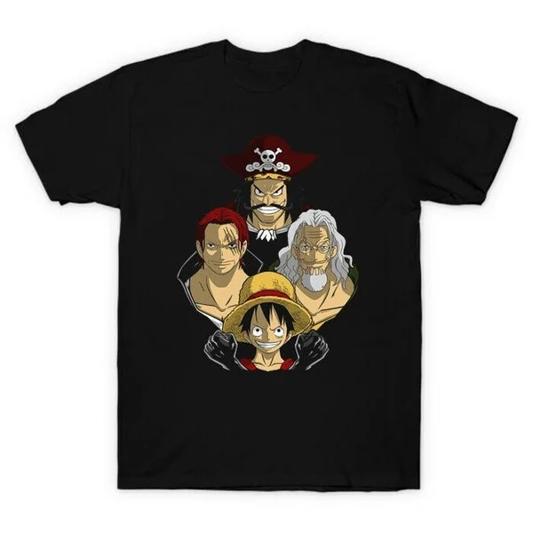 

One Piece Luffy Shanks Gol D. Roger Rayleigh Mens Top Tee Causal Style T-shirt