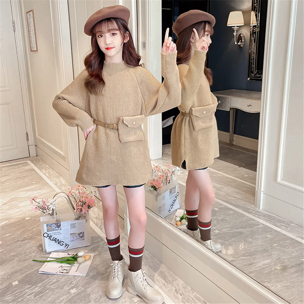 Зимние Свитера для маленьких девочек модные детские вязаные топы подростков