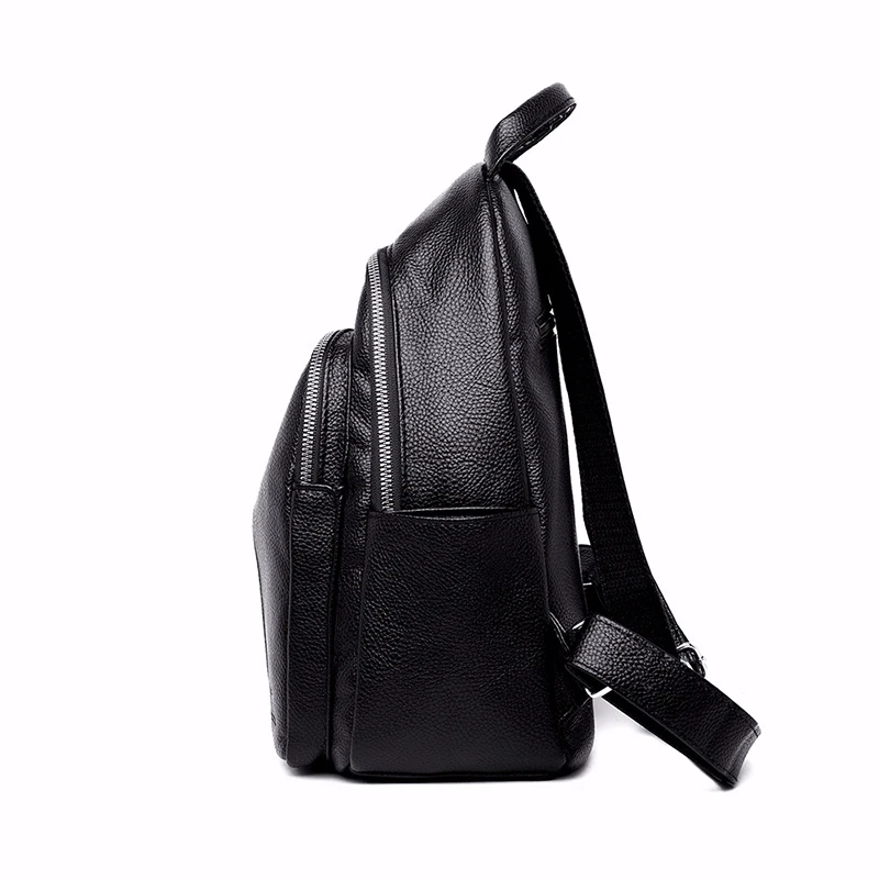 Женский черный кожаный рюкзак высокого качества Mochila женский элегантный дизайн
