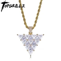 topgrillz inverted triangle pendant high quality copper gold color plated micro pave cubic zirconia hip hop charm jewelry gift