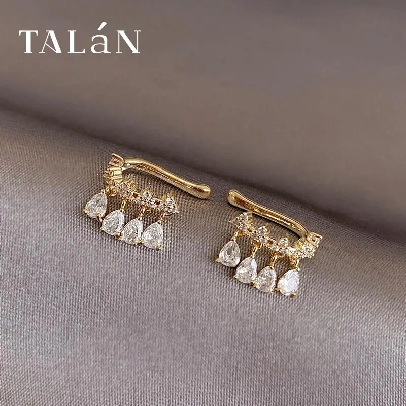 

Bohemia Clip Earrings for Women A Pair of Transparent Zirconia Shiny Earrings Unusual Cute and Elegant Wedding Jewelry Gift