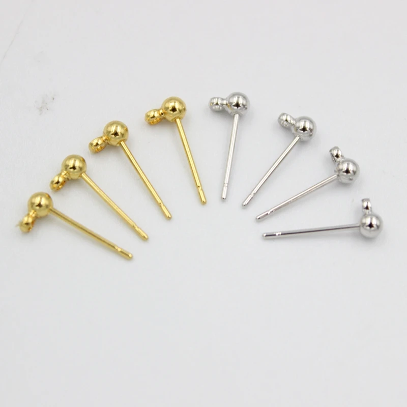 

20pcs 316 Stainless Steel Solid 3mm Round Ball Post Stud Earrings with Loop for Jewelry Dangle Earring Making