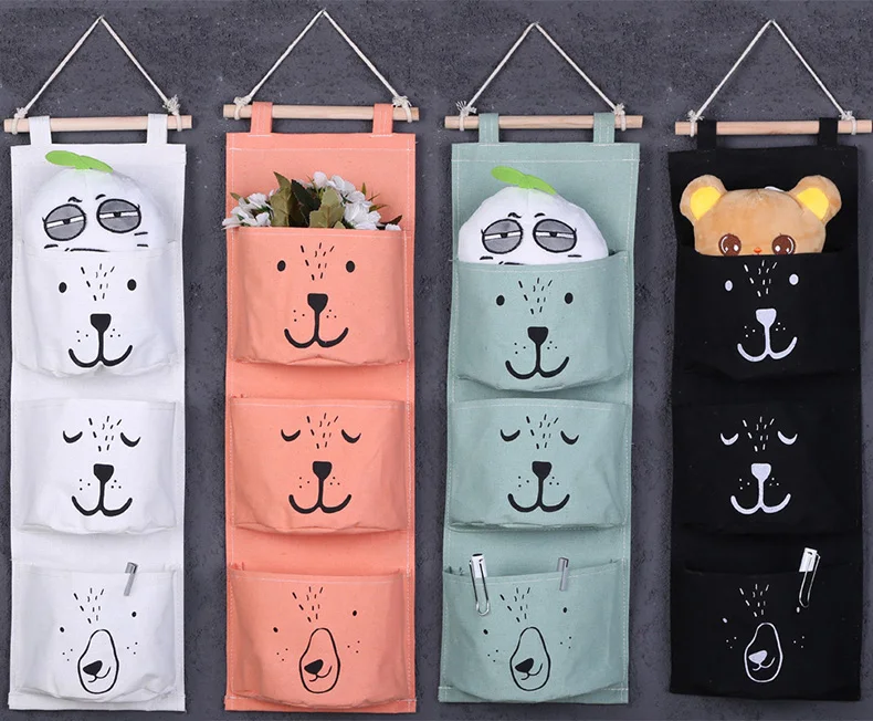Подвесной органайзер с 3 кармашками мультяшная подвесная сумка для хранения