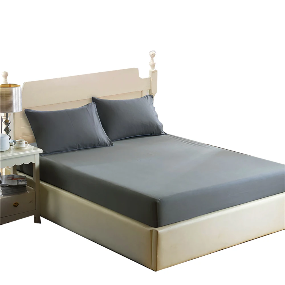 

Solid Color Soft Fitted Sheet Mattress Cover With Elastic Band Polyester Bedding (No Pillowcases）4001