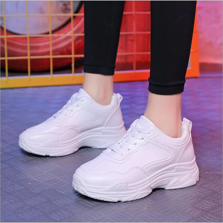 2020 New Spring Fashion Women Casual Shoes Leather Platform Sneakers Ladies White Trainers | Обувь