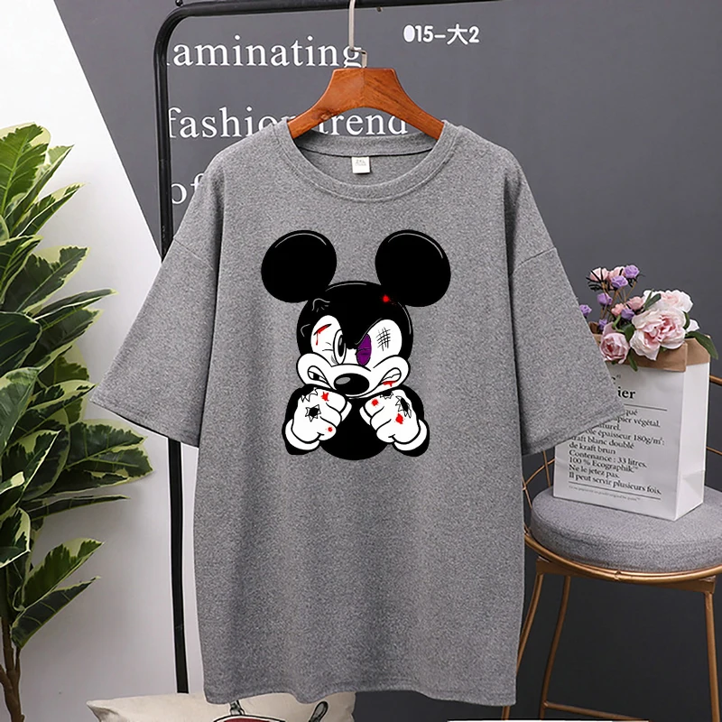 Disney cartoon Mickey Tshirt Tops Summer casual oversized Women T-shirts Ulzzang hip hop Streetwear Harajuku short sleeve tshirt