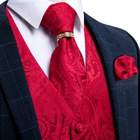 mens suit vest waistcoat gilet homme formal wedding groom sleeveless vest red black gold men jacket hanky necktie set dibangu
