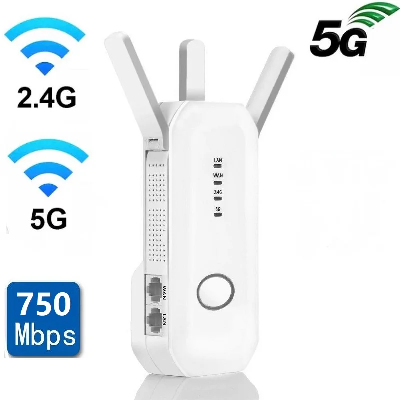 

New Dual Band 2.4G / 5G WiFi Repeater Wireless AC 750Mbps Router Composite Antenna WPS Encryption MIMO Signal Extender Amplifier