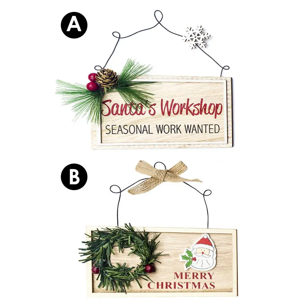 Рождественский венок дверной кулон сосновый конус деревянный настенный баннер