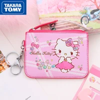 takara tomy cute cartoon hello kitty portable card holder simple female student keychain coin purse one ultra thin