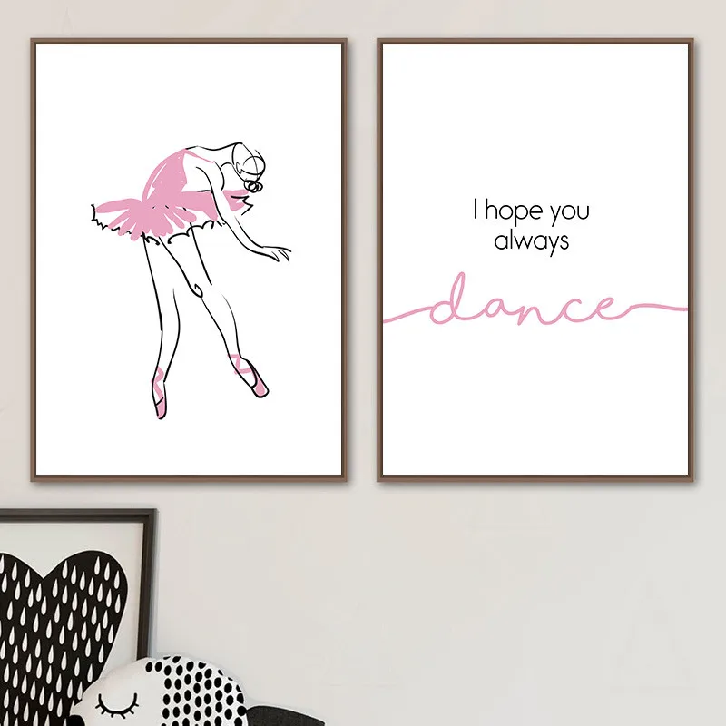 

Cartoon Ballet Girl I Hope You Canvas Painting Art Nordic Posters and Prints Wall Pictures for Living Room Decoration Frameless