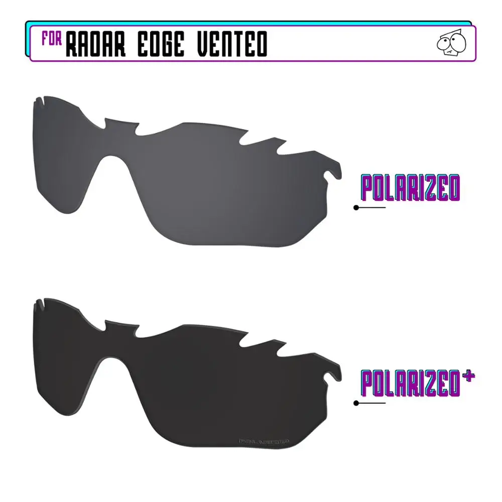 EZReplace Polarized Replacement Lenses for - Oakley Radar Edge Vented Sunglasses - BlackP Plus-BlackIRP