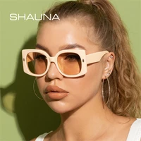 shauna fashion oversized square sunglasses women retro rivets decoration beige champagne eyewear shades uv400 men sun glasses