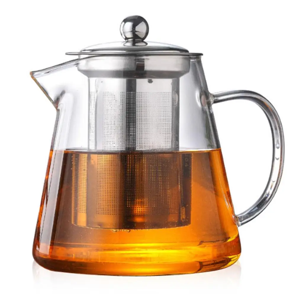 

Glass Teapot Tea Pot Heat Resistant Economic Drinks Kitchen Restaurant Fruit Juice Kettle Water Home Coffee Strainer