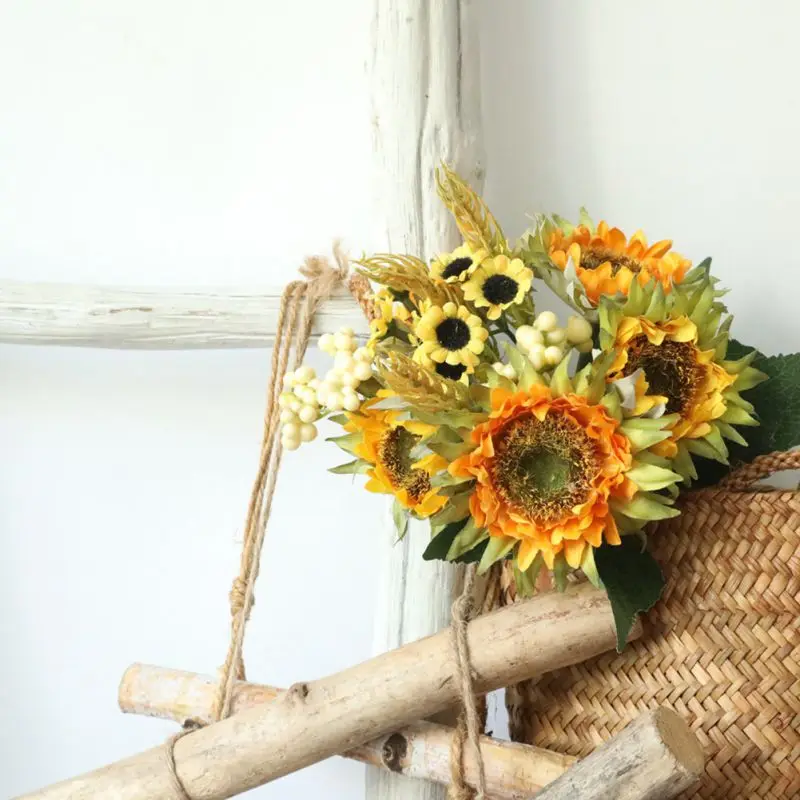 

Artificial Sunflower Simulation Flower Bouquet Wedding Holding Flowers Home Garden Party Decorations#1#1
