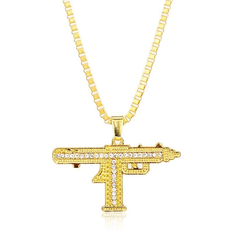 Золотое ожерелье для пистолет мужское с подвеской из сплава полностью