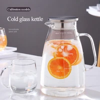 glass water pitcher with lid and precise scale line tea pitcher heat resistant borosilicate glass jug for juice water carafe