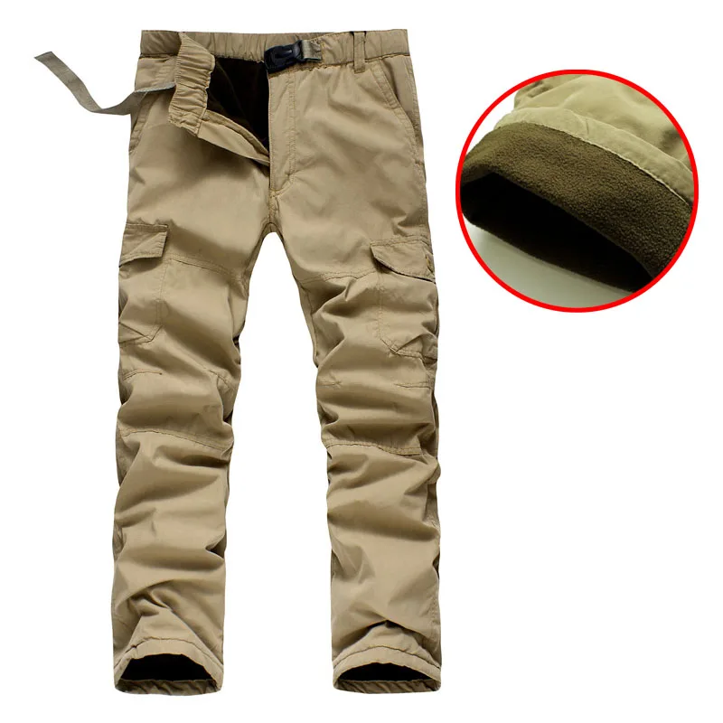 Мужские Зимние флисовые утепленные хлопковые комбинезоны брюки карго мужские