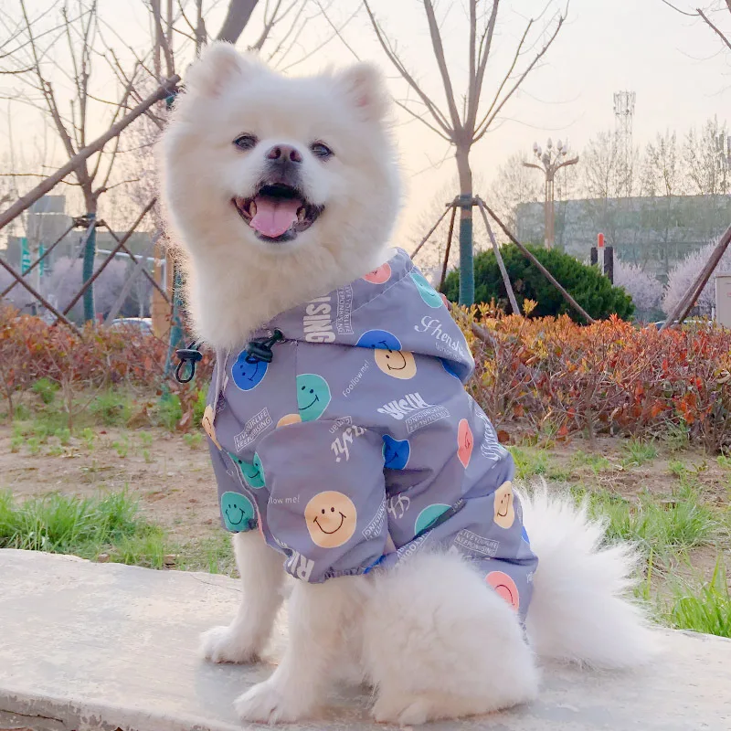 Дождевик для собак водонепроницаемый со смайликом и изображением французского