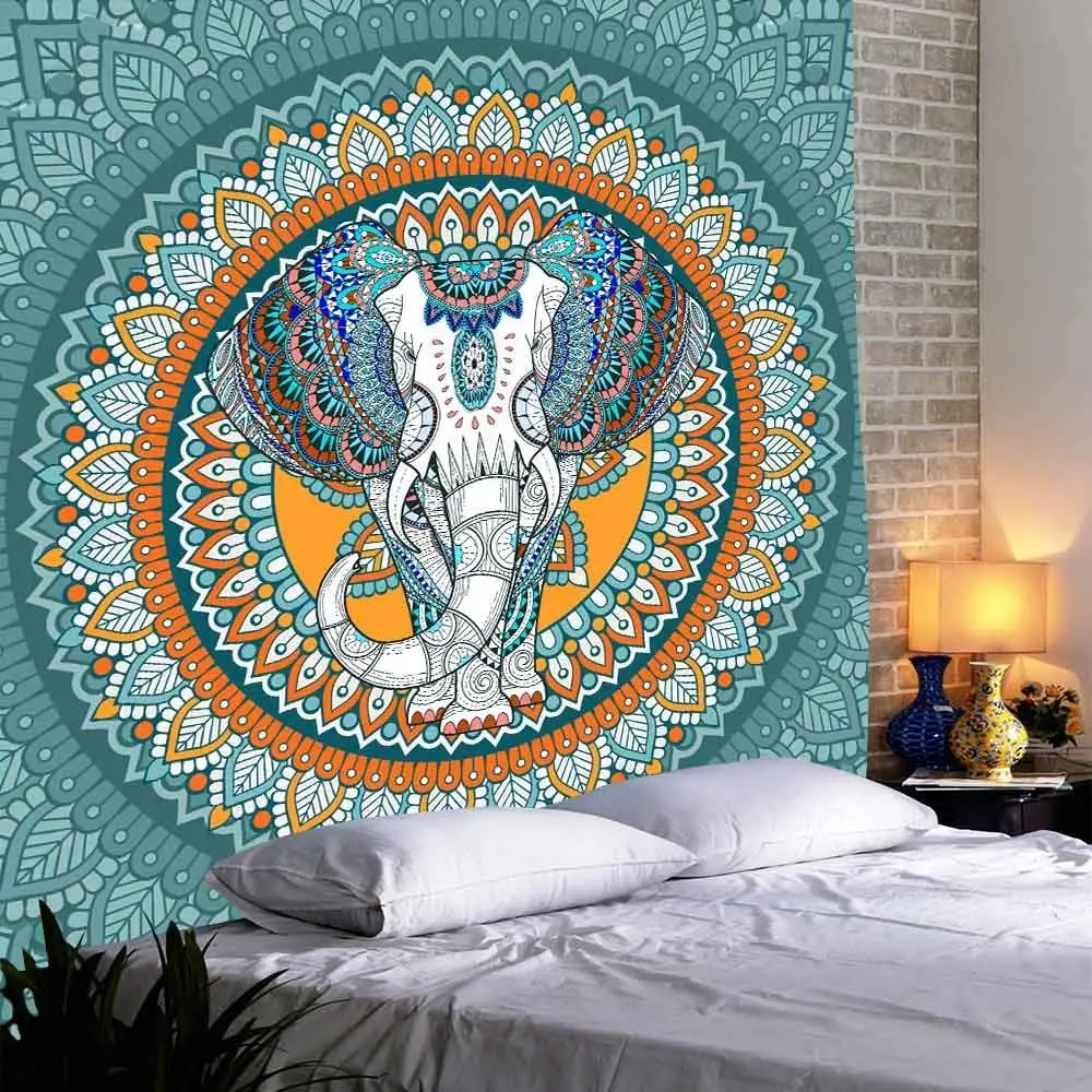 Богемный гобелен-Мандала с изображением слона гобелены для Спальня Гостиная |